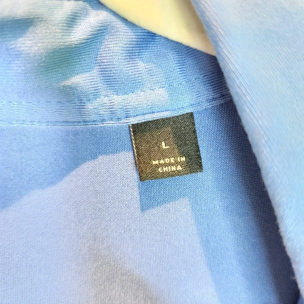 Dunning Golf Mens‎ Long Sleeve Polo Shirt Light Blue Performance Size Large